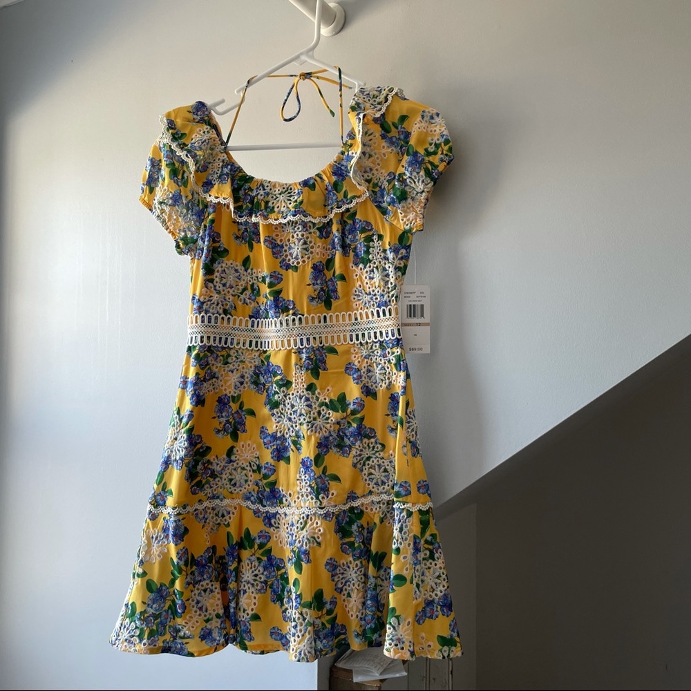 GB Girls Social size 12 Floral Embroidered Lace-Trim A-line dress NWT